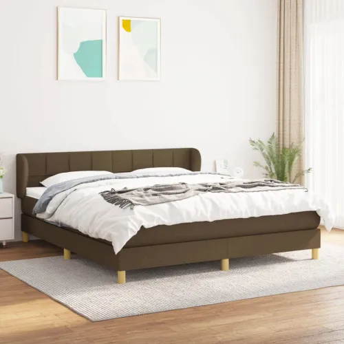 Boxspring - Krevet s oprugama i madracem tamnosmeđi 180x200 cm tkanina - Tamno smeđa 180 x 200 cm Blok s kvadratima Tamno smeđa Cijena