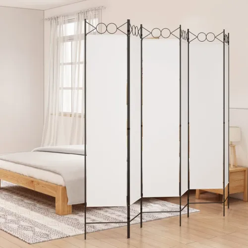 Paravan - Sobna pregrada sa 6 panela bijela 240 x 200 cm od tkanine - Bijela 240 x 200 cm Cijena