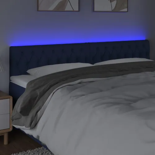 LED uzglavlje plavo 200 x 7 x 78/88 cm od tkanine - Plava 200 x 7 x 78/88 cm Cijena