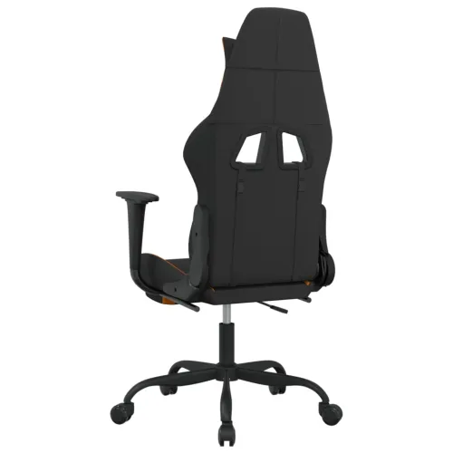 Masažna Gaming stolica od tkanine s osloncem crno-narančasta - Tamnožuta Sa naslonom za noge Cijena