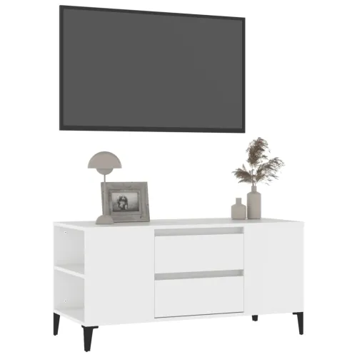 TV ormarić bijeli 102 x 44,5 x 50 cm od konstruiranog drva - Bijela 1 Cijena