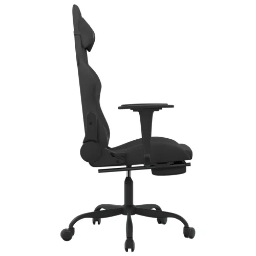 Masažna Gaming stolica od tkanine s osloncem za noge crna - Crna Sa naslonom za noge Cijena