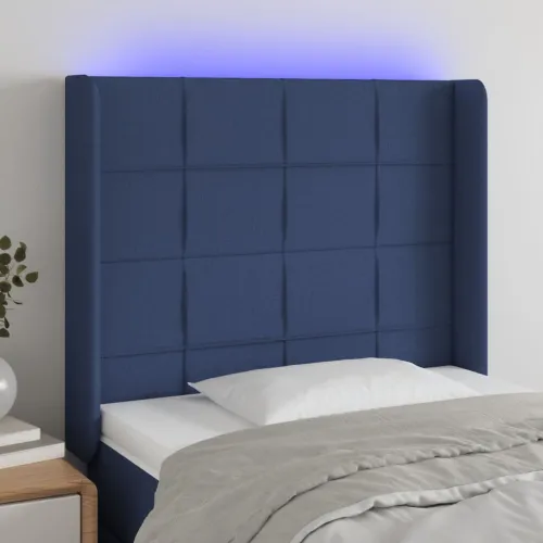 LED uzglavlje plavo 93 x 16 x 118/128 cm od tkanine - Plava 93 x 16 x 118/128 cm Cijena