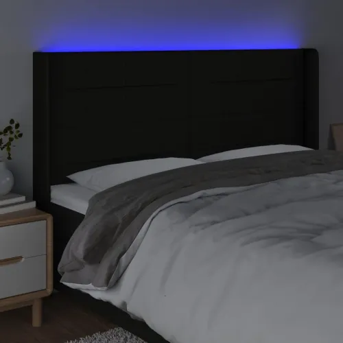 LED uzglavlje crno 163 x 16 x 118/128 cm od tkanine - Crna 163 x 16 x 118/128 cm Cijena