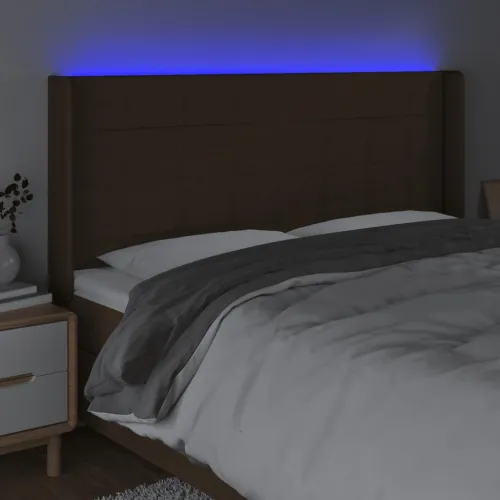 LED uzglavlje tamnosmeđe 163x16x118/128 cm od tkanine - Tamno smeđa 163 x 16 x 118/128 cm Cijena