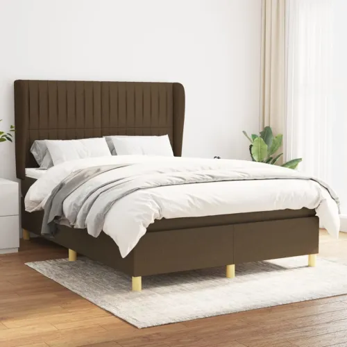 Boxspring - Krevet s oprugama i madracem tamnosmeđi 140x200 cm tkanina - Tamno smeđa 140 x 200 cm Okomite pruge Tamno smeđa Cijena