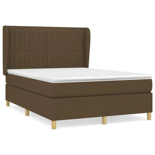 Boxspring - Krevet s oprugama i madracem tamnosmeđi 140x200 cm tkanina - Tamno smeđa 140 x 200 cm Okomite pruge Tamno smeđa Cijena