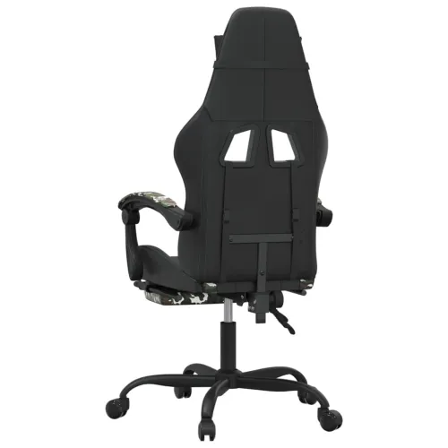 Gaming stolica s osloncem za noge crno-maskirna od umjetne kože - Crna i maskirna Sa naslonom za noge Cijena