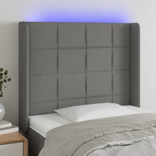 LED uzglavlje tamnosivo 83 x 16 x 118/128 cm od tkanine - Tamno siva 83 x 16 x 118/128 cm Cijena