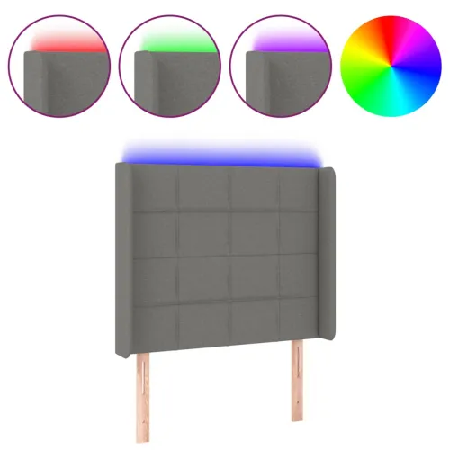 LED uzglavlje tamnosivo 83 x 16 x 118/128 cm od tkanine - Tamno siva 83 x 16 x 118/128 cm Cijena