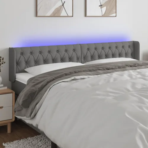 LED uzglavlje tamnosivo 203x16x78/88 cm od tkanine - Tamno siva 203 x 16 x 78/88 cm Cijena