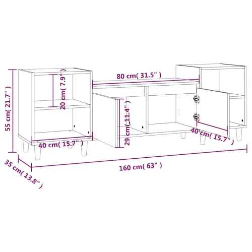 TV ormarić bijeli 160 x 35 x 55 cm od konstruiranog drva - Bijela 1 Cijena