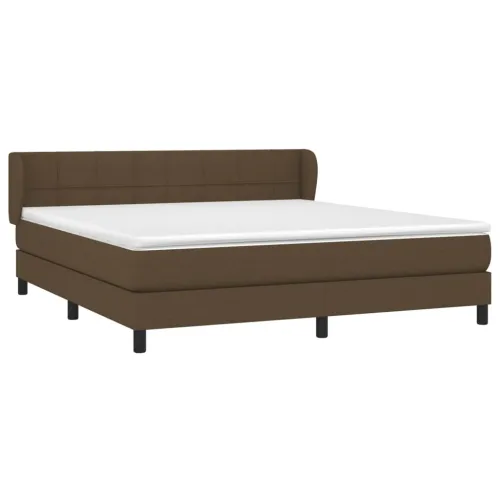 Boxspring - Krevet s oprugama i madracem tamnosmeđi 180x200 cm tkanina - Tamno smeđa 180 x 200 cm Blok s kvadratima Tamno smeđa Cijena