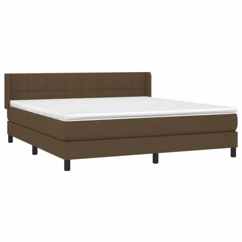 Boxspring - Krevet s oprugama i madracem tamnosmeđi 180x200 cm tkanina - Tamno smeđa 180 x 200 cm Blok s kvadratima Tamno smeđa Cijena