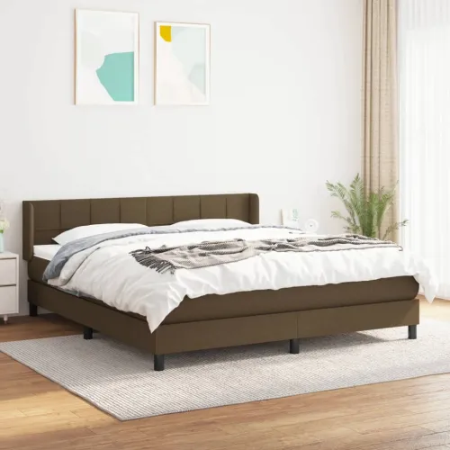 Boxspring - Krevet s oprugama i madracem tamnosmeđi 180x200 cm tkanina - Tamno smeđa 180 x 200 cm Blok s kvadratima Tamno smeđa Cijena