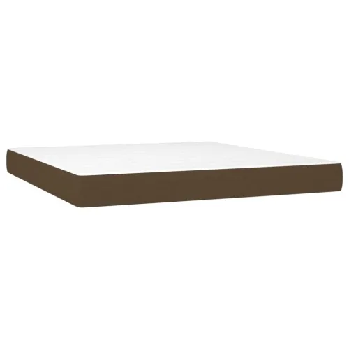 Krevet box spring s madracem LED tamnosmeđi 180x200 cm tkanina - Tamno smeđa 180 x 200 cm Blok s kvadratima Tamno smeđa Cijena