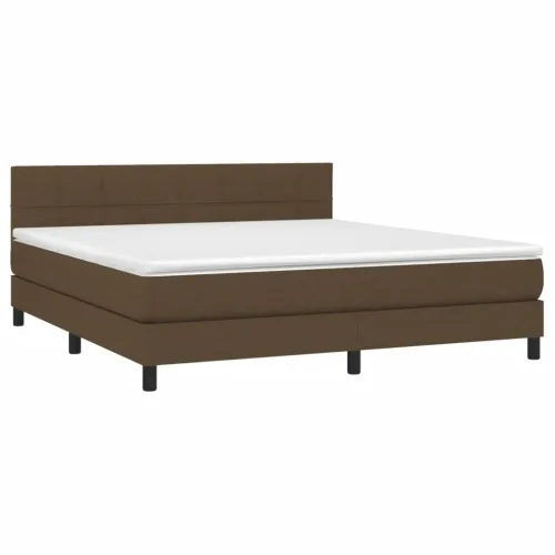 Krevet box spring s madracem LED tamnosmeđi 180x200 cm tkanina - Tamno smeđa 180 x 200 cm Blok s kvadratima Tamno smeđa Cijena