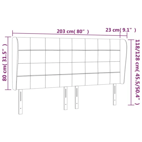 Uzglavlje s ušima tamnosivo 203x23x118/128 cm baršunasto - Tamno siva 203 x 23 x 118/128 cm Cijena