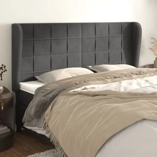 Uzglavlje s ušima tamnosivo 203x23x118/128 cm baršunasto - Tamno siva 203 x 23 x 118/128 cm Cijena