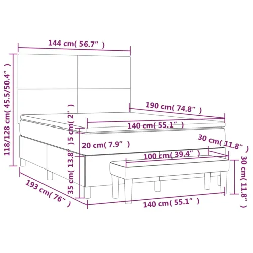 Boxspring - Krevet s oprugama i madrac cappuccino 140x190cm od umjetne kože - Boja cappuccina 140 x 190 cm Gladak dizajn Cijena
