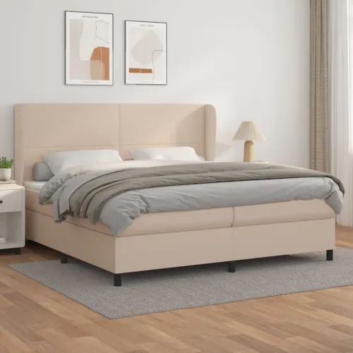 Krevet box spring s madracem cappuccino 200x200cm umjetna koža - Boja cappuccina 200 x 200 cm Gladak dizajn Cijena