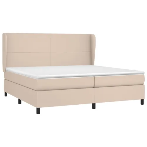 Krevet box spring s madracem cappuccino 200x200cm umjetna koža - Boja cappuccina 200 x 200 cm Gladak dizajn Cijena