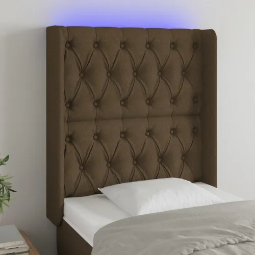 LED uzglavlje tamnosmeđe 83x16x118/128 cm od tkanine - Tamno smeđa 83 x 16 x 118/128 cm Cijena