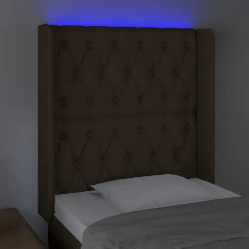 LED uzglavlje tamnosmeđe 83x16x118/128 cm od tkanine - Tamno smeđa 83 x 16 x 118/128 cm Cijena