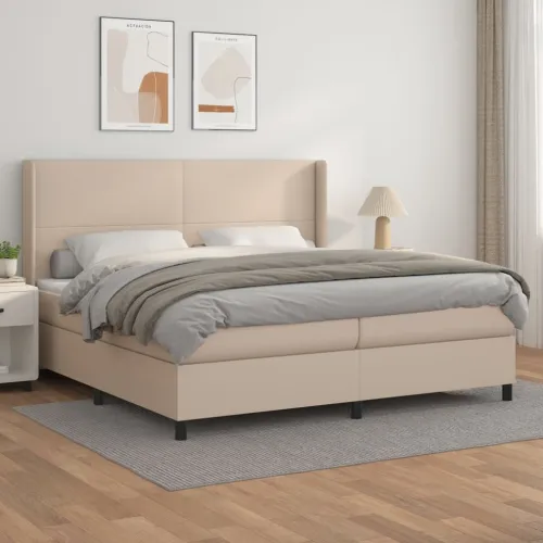 Krevet box spring s madracem cappuccino 200x200cm umjetna koža - Boja cappuccina 200 x 200 cm Gladak dizajn Cijena