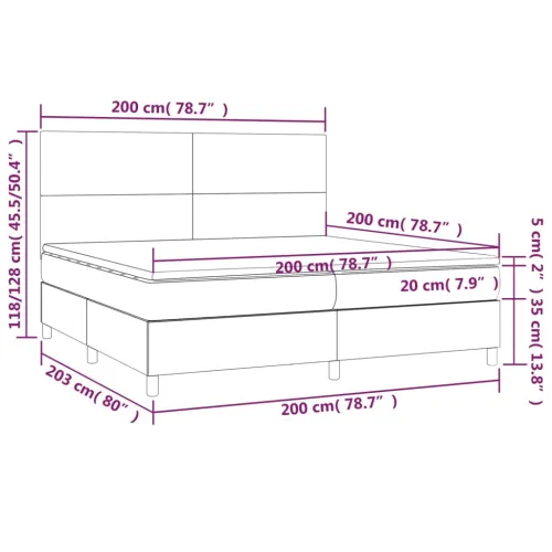 Krevet box spring madrac LED cappuccino 200x200cm umjetna koža - Boja cappuccina 200 x 200 cm Gladak dizajn Cijena