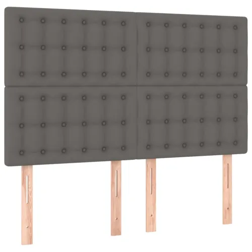 Boxspring - Krevet s oprugama i madracem sivi 140x200 cm od umjetne kože - Siva 140 x 200 cm gumbi Cijena