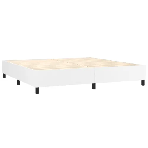 Boxspring - Krevet s oprugama i madracem bijeli 200x200 cm umjetna koža - Bijela 200 x 200 cm gumbi Cijena