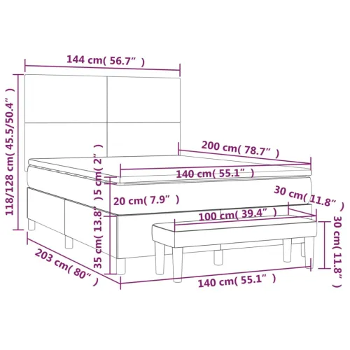 Boxspring - Krevet s oprugama i madrac cappuccino 140x200cm od umjetne kože - Boja cappuccina 140 x 200 cm Gladak dizajn Cijena