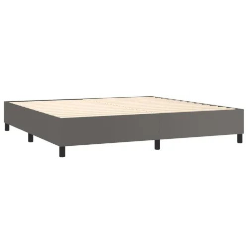 Boxspring - Krevet s oprugama i madracem sivi 200x200 cm od umjetne kože - Siva 200 x 200 cm Gladak dizajn Cijena
