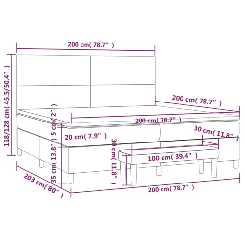 Boxspring - Krevet s oprugama i madracem sivi 200x200 cm od umjetne kože - Siva 200 x 200 cm Gladak dizajn Cijena