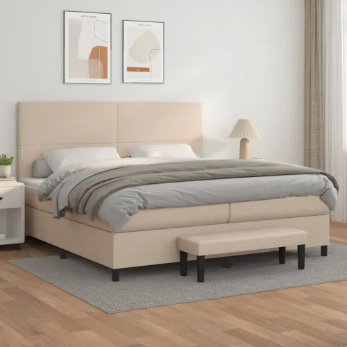 Krevet box spring s madracem cappuccino 200x200cm umjetna koža - Boja cappuccina 200 x 200 cm Gladak dizajn Cijena