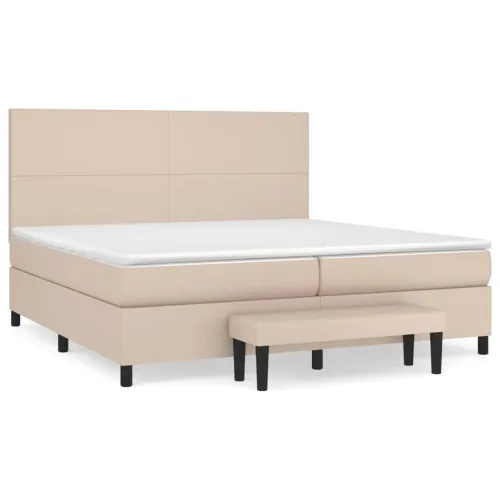 Krevet box spring s madracem cappuccino 200x200cm umjetna koža - Boja cappuccina 200 x 200 cm Gladak dizajn Cijena