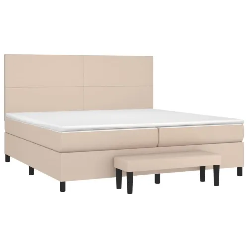 Krevet box spring s madracem cappuccino 200x200cm umjetna koža - Boja cappuccina 200 x 200 cm Gladak dizajn Cijena