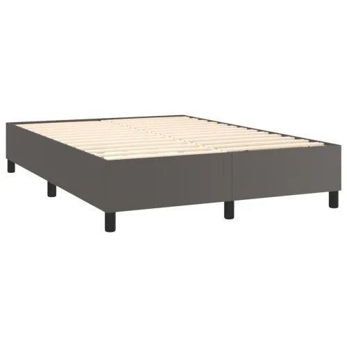 Boxspring - Krevet s oprugama i madracem sivi 140x200 cm od umjetne kože - Siva 140 x 200 cm Obično s čavlima Cijena