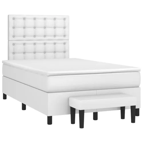 Boxspring - Krevet s oprugama i madracem bijeli 120x200 cm od umjetne kože - Bijela 120 x 200 cm gumbi Cijena