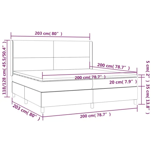 Krevet box spring madrac LED cappuccino 200x200cm umjetna koža - Boja cappuccina 200 x 200 cm Gladak dizajn Cijena