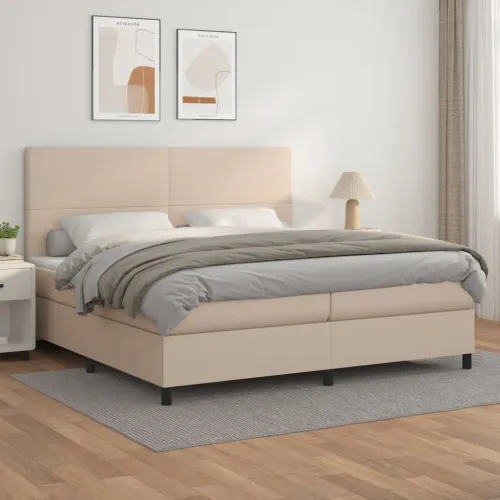 Krevet box spring s madracem cappuccino 200x200cm umjetna koža - Boja cappuccina 200 x 200 cm Gladak dizajn Cijena