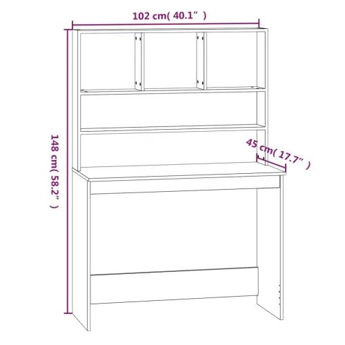 Radni stol s policama bijeli 102x45x148 cm konstruirano drvo - Bijela Cijena