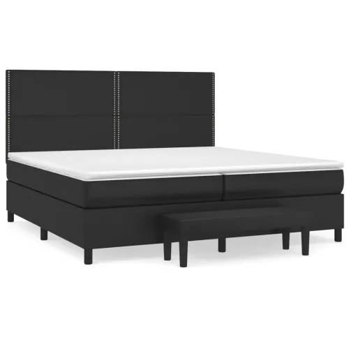 Boxspring - Krevet s oprugama i madracem crni 200x200 cm od umjetne kože - Crna 200 x 200 cm Obično s čavlima Cijena