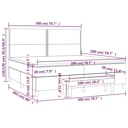 Boxspring - Krevet s oprugama i madracem crni 200x200 cm od umjetne kože - Crna 200 x 200 cm Obično s čavlima Cijena