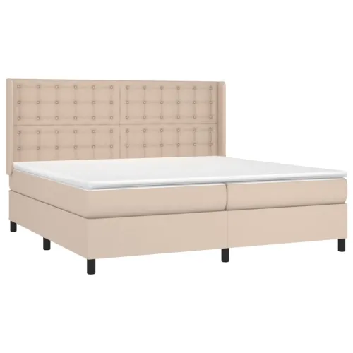 Krevet box spring madrac LED cappuccino 200x200cm umjetna koža - Boja cappuccina 200 x 200 cm gumbi Cijena