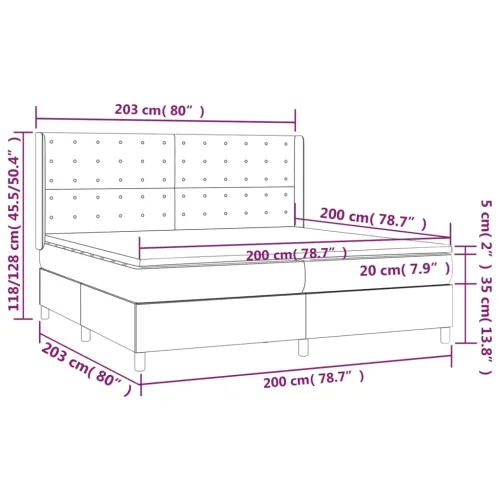 Krevet box spring madrac LED cappuccino 200x200cm umjetna koža - Boja cappuccina 200 x 200 cm gumbi Cijena