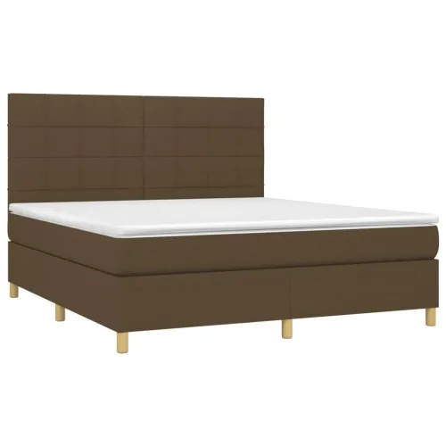 Boxspring - Krevet s oprugama i madracem tamnosmeđi 160x200 cm tkanina - Tamno smeđa 160 x 200 cm Blok s kvadratima Tamno smeđa Cijena
