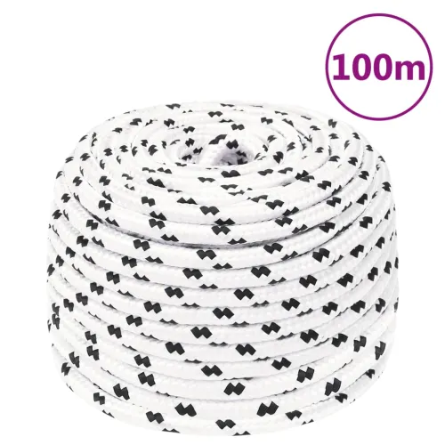 Pleteni brodski konop bijeli 8 mm x 100 m poliesterski - Bijela 8 mm 100 m Cijena