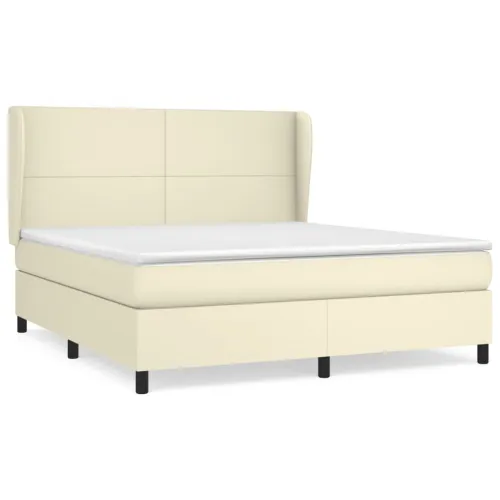 Boxspring - Krevet s oprugama i madracem krem 180x200 cm od umjetne kože - Krema 180 x 200 cm Gladak dizajn Cijena